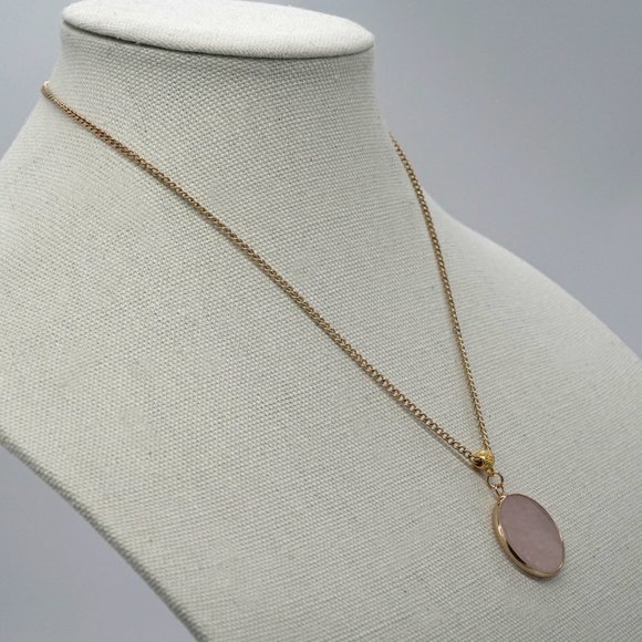 Genuine Rose Quartz stone with  link chain. - Picture 3 of 4